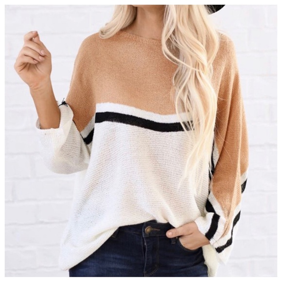 NWT Boho chic Color Block knit sweater - Picture 2 of 5